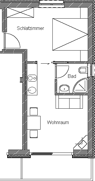 Grundriss: Dependance Appartement Typ D