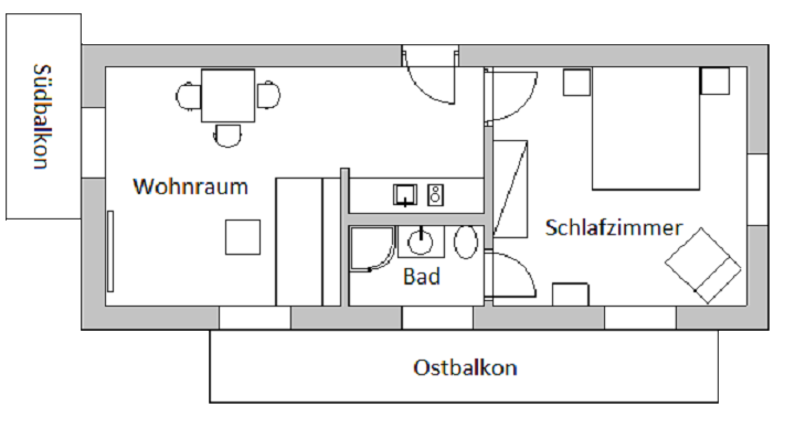 Grundriss: Haupthaus Appartement Typ E